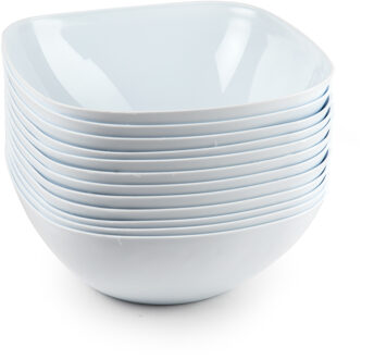 Serveer schaaltje - 8x - vierkant - wit - 17 x 7 cm - kunststof