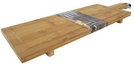Serveerplank bamboe met voet 58x19x3cm bruin