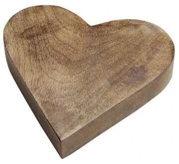 Serveerplank/dienblad Design - hard hout - 20 x 20 x 4 cm - Hartjes vorm dienbladen Bruin