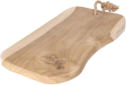 Serveerplank/snijplank rustiek - teak hout - 36 cm - tapas/hapjes dienblad