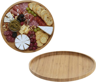 Serveerplanken set - 2x stuks - Bamboe - D26,5 cm - hapjesplank - tapas - streed food - verjaardag