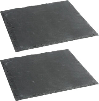 Serveerplankje voor hapjes/fingerfood? - 2x - 25 x 25 cm - Leisteen - borrelplank - tapasplank