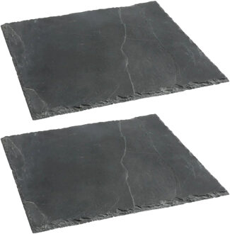 Serveerplankje voor hapjes/fingerfood? - 2x - 30 x 30 cm - Leisteen - borrelplank - tapasplank