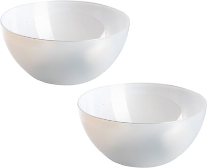 Serveerschaal - 2x - saladeschaal - D23 x H9.5 cm - kunststof - transparant - 2900 ml