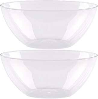 Serveerschaal - 2x stuks - D23 x H10 cm - kunststof - mat - 2500 ml - saladeschaal