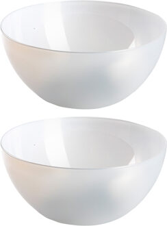 Serveerschaal - 2x stuks - saladeschaal - D23 x H10 cm - kunststof - transparant - 3000