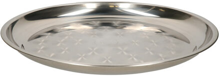 serveerschaal/dienblad - plat - rond - zilver - RVS - D50 cm