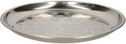 serveerschaal/dienblad - plat - rond - zilver - rvs - dia 40 cm - voedsel serveren