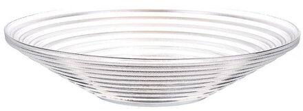 Serveerschaal/fruitschaal - 4x - glas - 27 cm - ribbel design