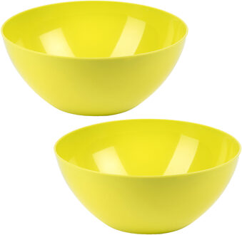 Serveerschaal/saladeschaal - 2x stuks - D20 x H8 cm - kunststof - groen