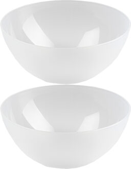 Serveerschaal/saladeschaal - 2x stuks - D20 x H8 cm - kunststof - transparant