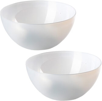 Serveerschaal/saladeschaal - 2x stuks - D28 x H14 cm - kunststof - transparant