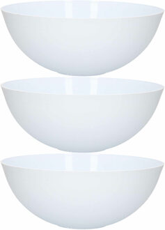 Serveerschaal / saladeschaal - 3x - D25 cm - kunststof - mat wit - 2,5 liter