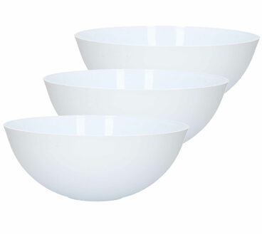 Serveerschaal / saladeschaal - 4x - D25 cm - kunststof - mat wit - 2,5 liter