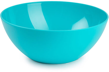 Serveerschaal/saladeschaal - D20 x H8 cm - kunststof - blauw