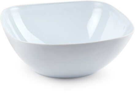 Serveerschaal/saladeschaal - D28 x H11 cm - kunststof - wit - vierkant - 4800 ml