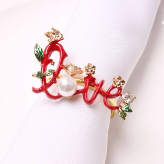 Servet Bloem Ring Rose Valentijnsdag Groen Blad Bloem Servet Gesp Vouwen Doek Ring Valentijnsdag Ornament Servet ring 7