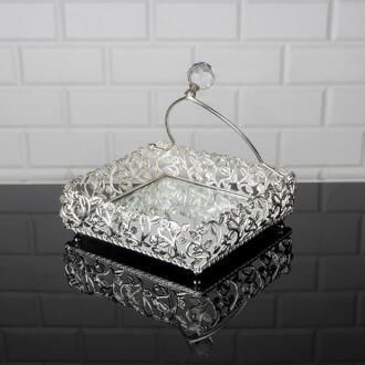 Servet Houder Dienblad Luxe Service Plaat Gouden Zilveren Rechthoek Vierkante Turks Arabisch Home Decor Oosterse Oost zilver 20 cm (7.8 inches)