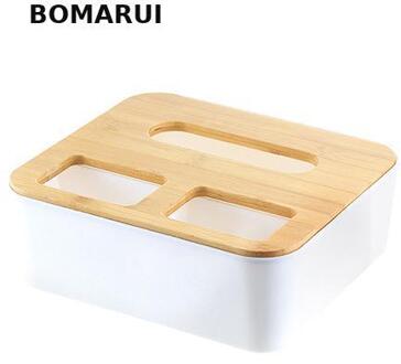 Servet Houder Massief Hout Vierkante Vorm Houten Plastic Tissue Box Case Home Keuken Papier Holdler Opbergdoos Accessoires plein 3