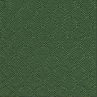 Servet Luxe - 16x - 3-laags - met schub patroon - donker groen - 33 x 33 cm