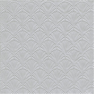 Servet Luxe - 16x - 3-laags - met schub patroon - zilver - 33 x 33 cm