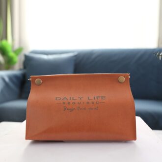 Servet Weefsel Houder Ins Nordic Lederen Tissue Doos Papier Dispenser Tissue Houder Case voor Office Home Decoratie Veeg Geval licht bruin