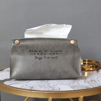 Servet Weefsel Houder Ins Nordic Lederen Tissue Doos Papier Dispenser Tissue Houder Case voor Office Home Decoratie Veeg Geval licht grijs