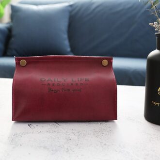 Servet Weefsel Houder Ins Nordic Lederen Tissue Doos Papier Dispenser Tissue Houder Case voor Office Home Decoratie Veeg Geval Rood