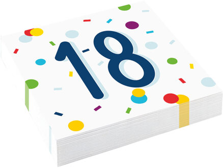 Servetten 18 Jaar Confetti 33 X 33 Cm 20 Stuks Multikleur