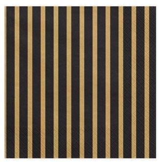 Servetten - 80x - zwart/goud - 33 cm - papier - feestservetten - lunch servetten