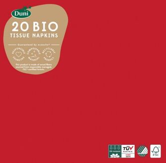 Servetten Bio 3-laags 33 X 33 Cm Papier Rood 20 Stuks