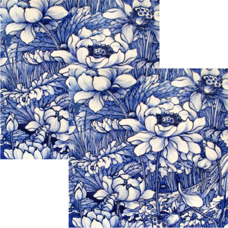 Servetten Delfs blauw - 40x stuks - 3 laags - 33 x 33 cm - bloemen