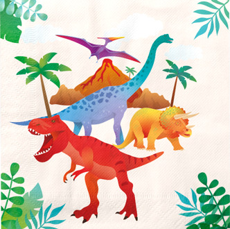 Servetten Dino Apatosaurus (16st) Multikleur - Print