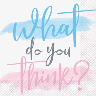 Servetten Gender Reveal 'What Do You Think?' (16st) Multikleur - Print