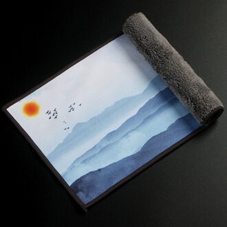 Servetten Geschilderd Thee Handdoek Verdikte Absorberende Flanel Dubbelzijdig Hoogwaardige Doek Tafelkleed Theewaar Set Ceremonie Tafel shanshui