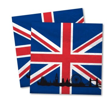 Servetten Groot Brittannie vlag - 20x st - 33 x 33 cm - Engeland - feestservetten Multi