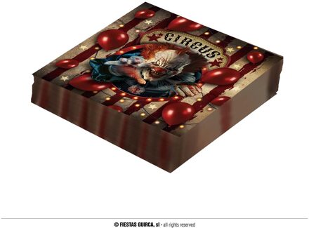 Servetten Halloween Circus Horror Clown (12st) Multikleur - Print