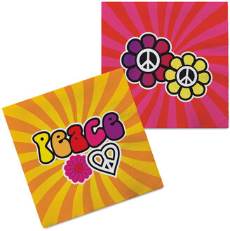 Servetten Hippie Peace (20st) Multikleur - Print