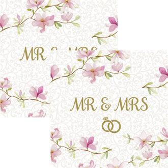 Servetten Huwelijk - 100x stuks - 3 laags - 33 x 33 cm - bruiloft