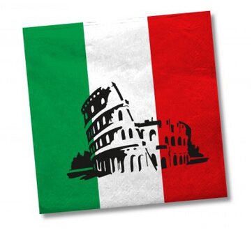 Servetten Italie - 100x st - 33 x 33 cm - landen vlag thema - Italiaanse feestservetten Multi