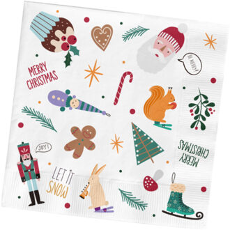 Servetten Kerstsymbolen Holly Jolly (20st) Multikleur - Print