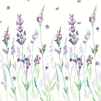 Servetten Lavendel - 20x stuks - 3 laags - 33 x 33 cm - bloemen - lente Multi