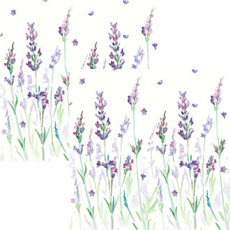 Servetten Lavendel - 40x stuks - 3 laags - 33 x 33 cm - bloemen - lente