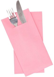 Servetten met bestekzakje - papier - roze - 36x stuks - Tafel decoratie