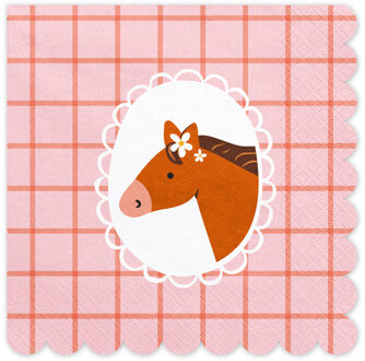 Servetten Paarden Geblokt Bella (12st) Multikleur - Print