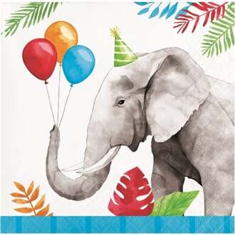 Servetten Party Animals Olifant (16st) Multikleur - Print