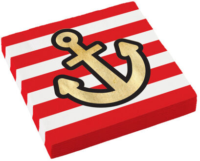 Servetten Piraten Rood/Wit Anker (16st) Multikleur - Print