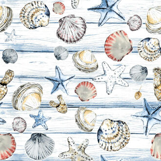Servetten Schelpen - 20x stuks - 3 laags - 33 x 33 cm - maritiem - seafood