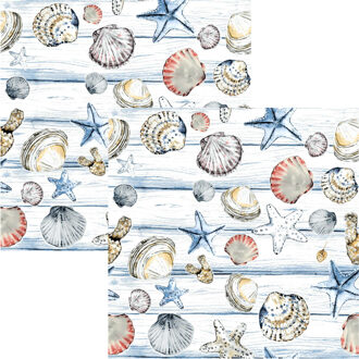 Servetten Schelpen - 40x stuks - 3 laags - 33 x 33 cm - maritiem - seafood