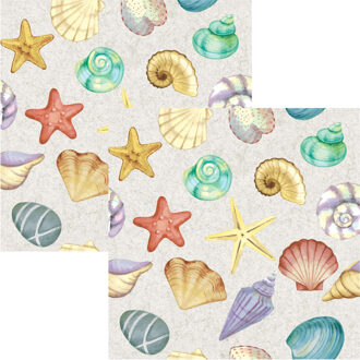 Servetten Seafood - 40x stuks - 3 laags - 33 x 33 cm - zeemeermin